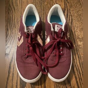 Women’s Converse Sneakers Maroon Rose Gold Size 8